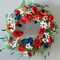 22" Poppy Berry Wreath Vibrant Red Floral Wreath with Berries for Seasonal & Memorial Décor